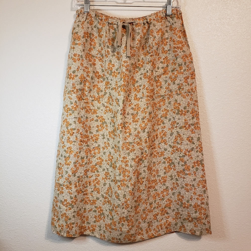 Eddie Bauer | Linen Floral Print Midi Skirt (Cottagecore, Prairie)